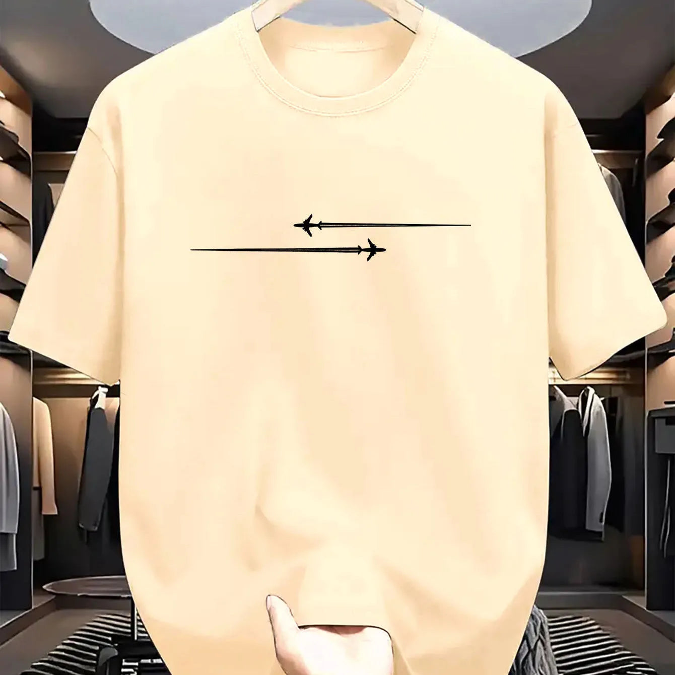 Loose fit men's cotton blend T-shirt with cartoon pattern print in multiple colour options.