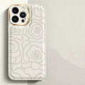 Camellia leather pattern iPhone case with soft edge and hard back, drop-resistant protective shell.