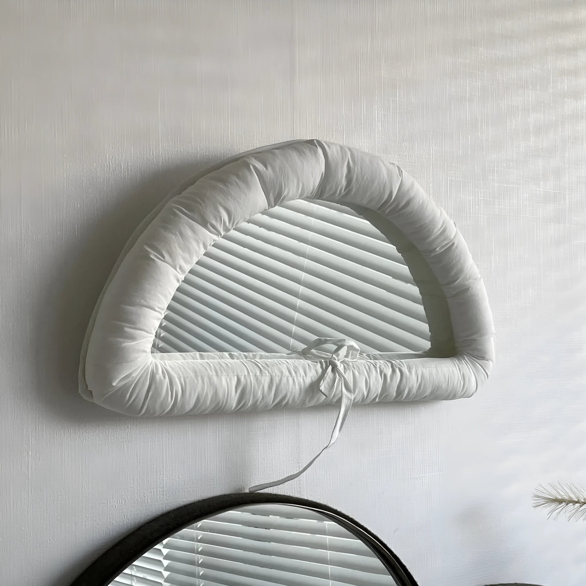 Soft cotton-filled fabric mirror panel in sapphire blue colour, 23x40x5cm