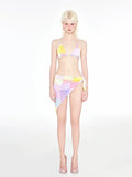 Rainbow Pink triangle bikini swimsuit set with wireless cups and chest pads