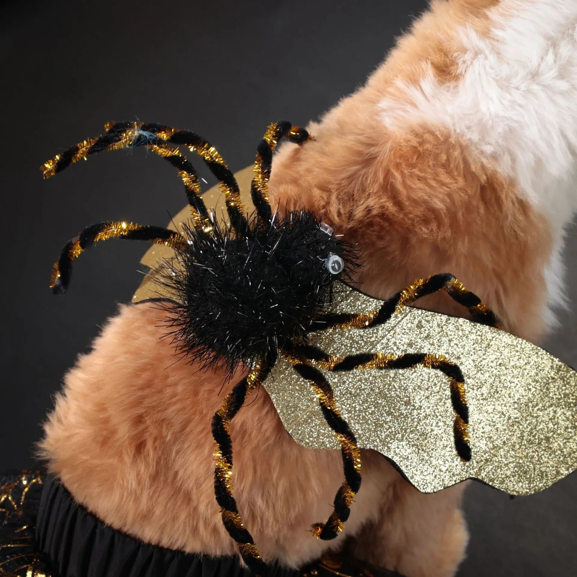 Halloween dog costume suit in polyester material showing size options