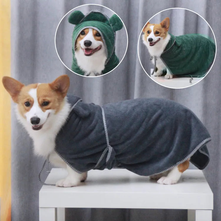 Grey and green ultra fine fibre pet towels for dogs and cats in three sizes.