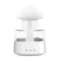 White raining cloud design desktop humidifier and night light with wood grain base