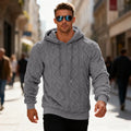 Casual heavy double-sided velvet loose pullover fleece lined sweatershirt in black, front view