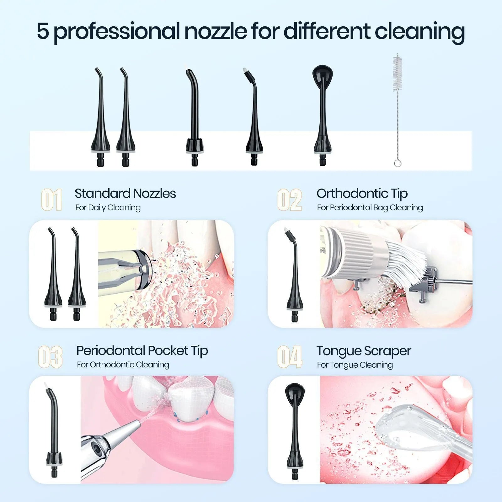 Black Prooral portable oral irrigator electric water flosser for adult home dental care