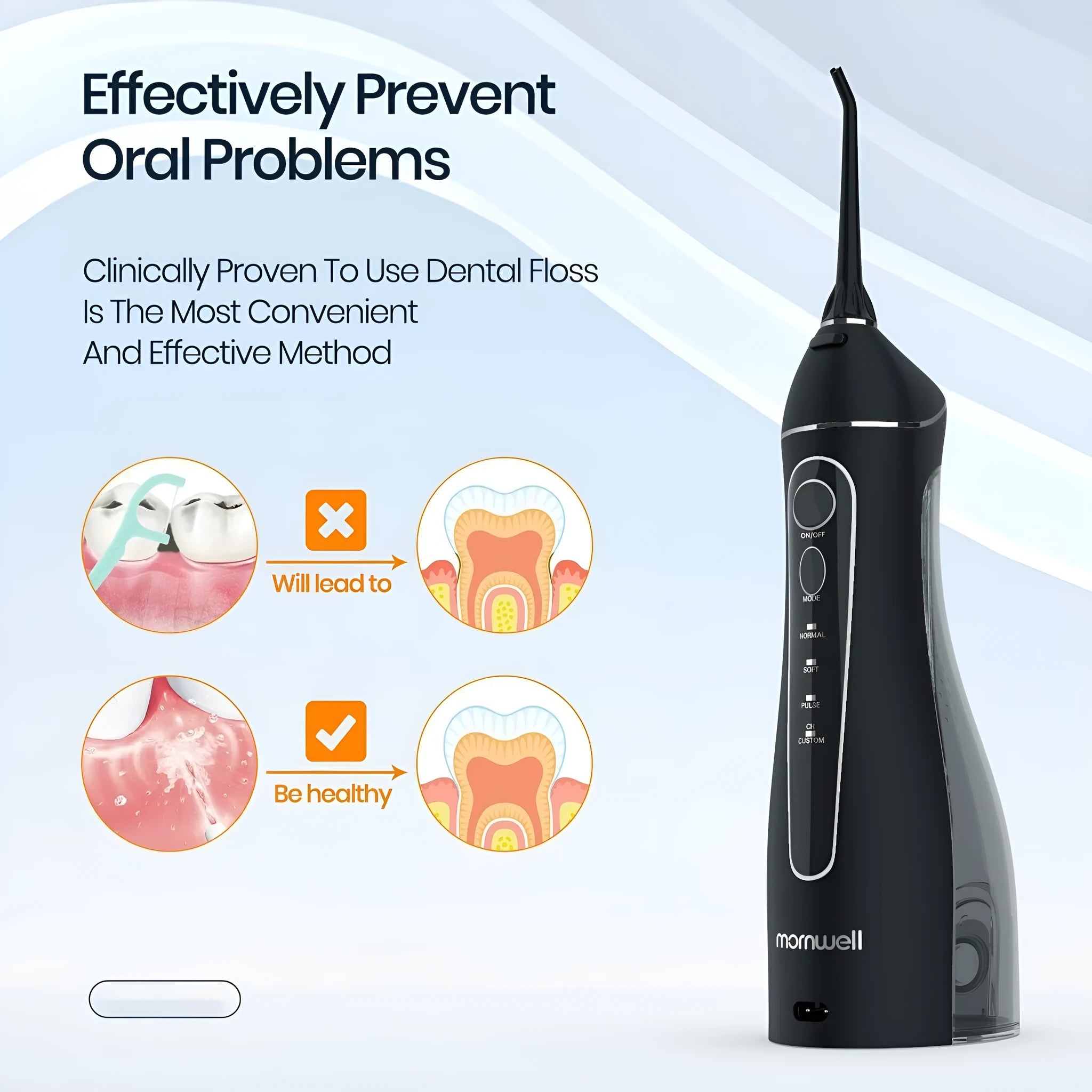 Black Prooral portable oral irrigator electric water flosser for adult home dental care