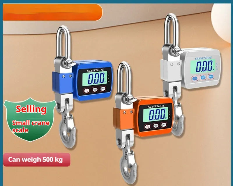 Digital hook scale with electronic display showing weight measurement
