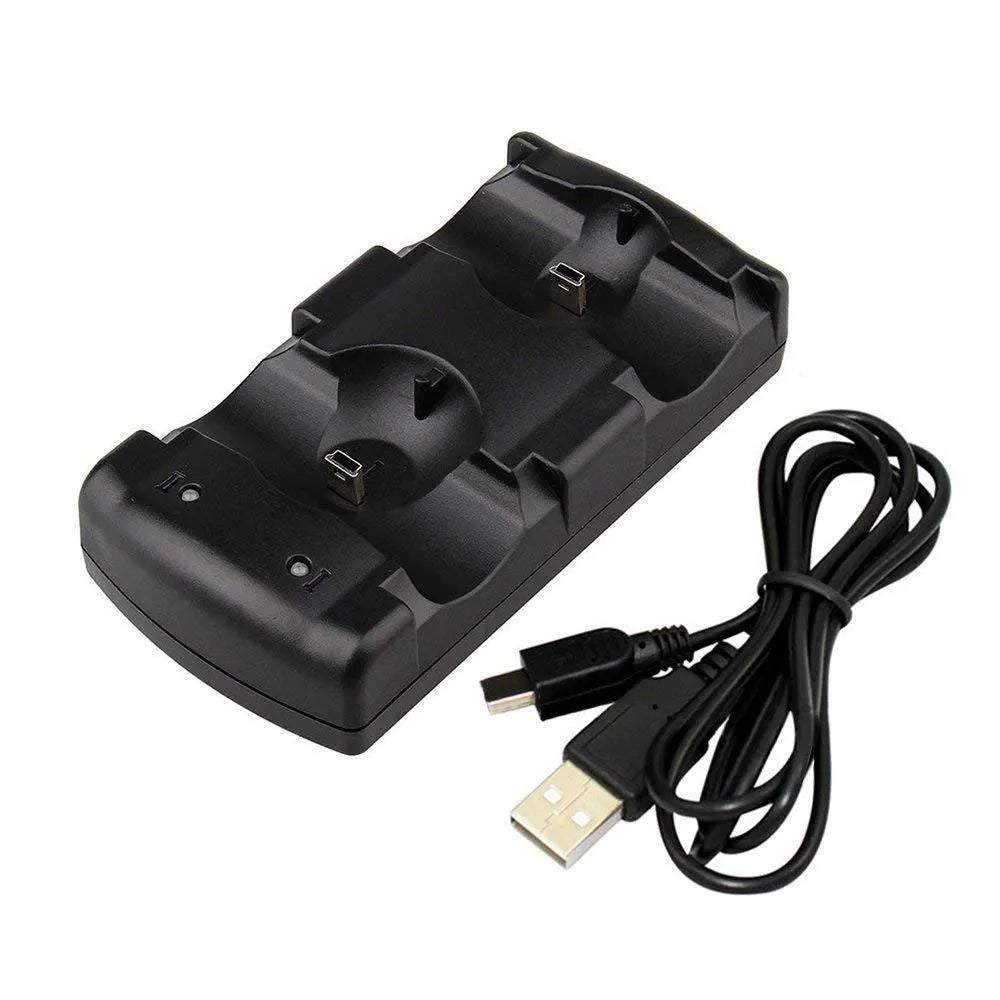 Black PS3 dual controller charging station with USB cable