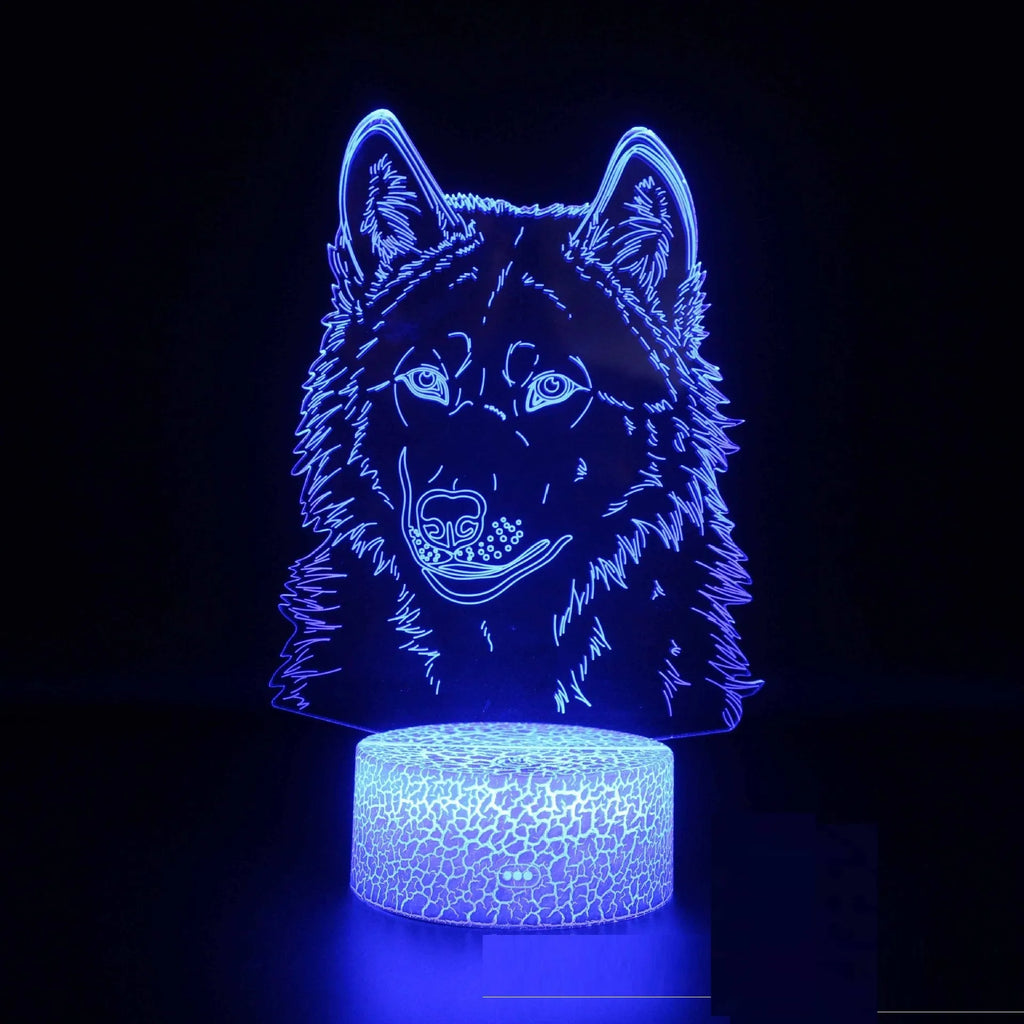 White base colour-changing LED desk lamp with acrylic panel showing multi-colour gradient illumination