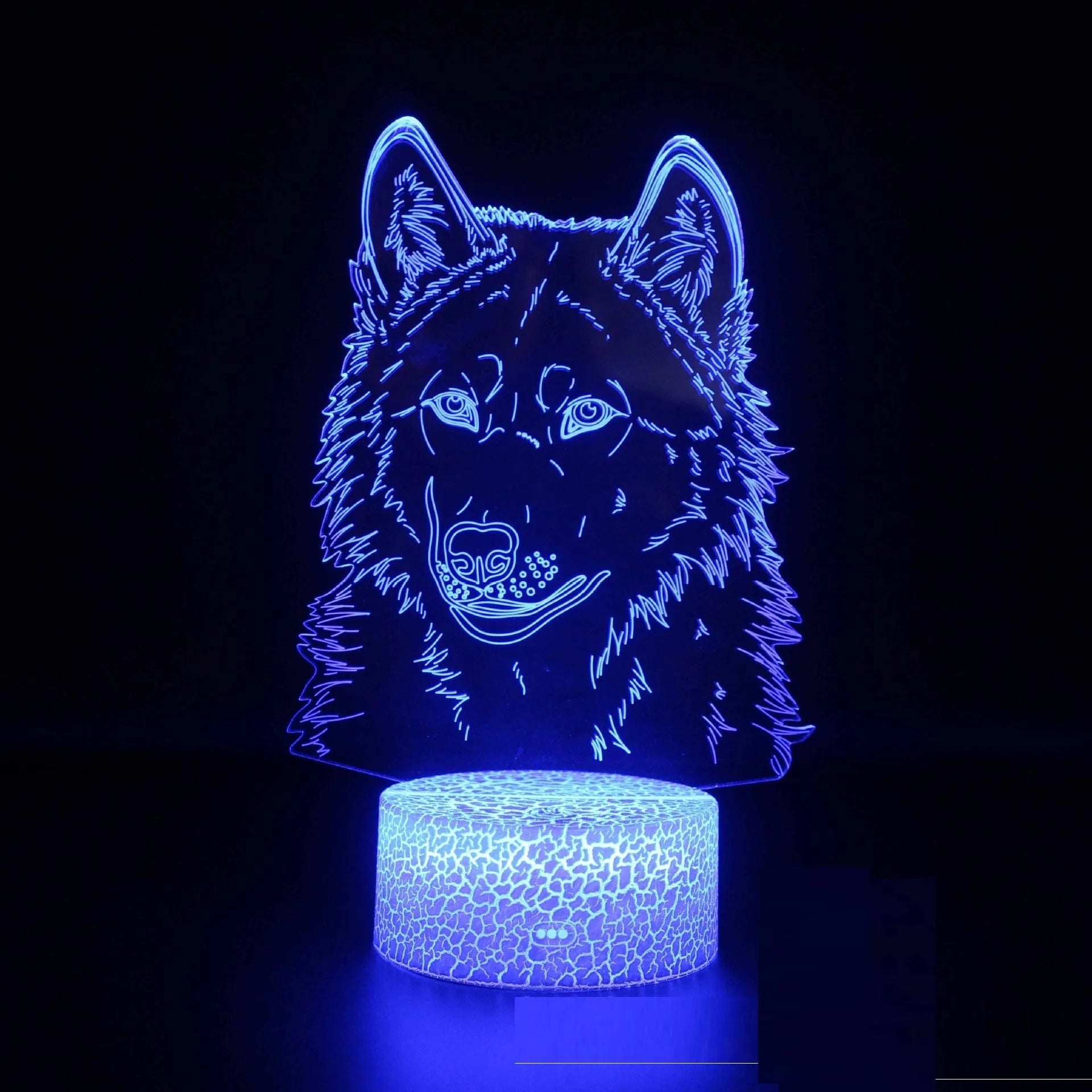White base colour-changing LED desk lamp with acrylic panel showing multi-colour gradient illumination