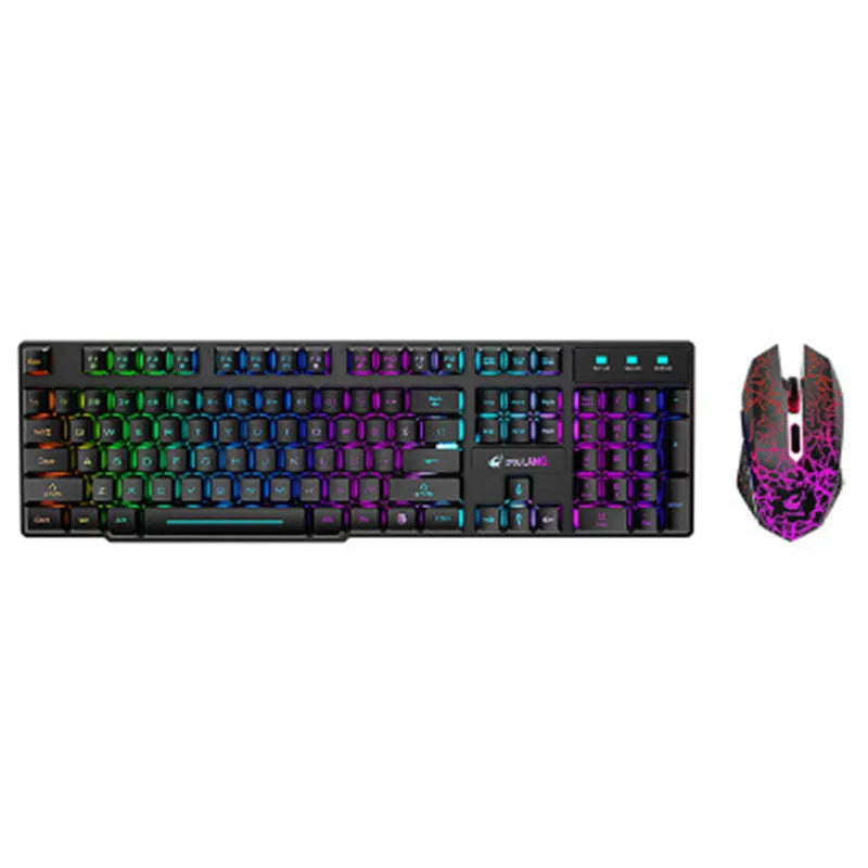 T3 wireless keyboard and mouse set in black with rainbow backlighting