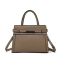 Women's genuine leather crossbody clamshell bag in horizontal square shape with multiple internal compartments