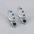 Women's heart-shaped drop earrings with colourful stone in gold or white gold tone setting