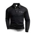 Trendy casual all-matching printed long sleeve waffle polo sweater in a colour option, loose fit Korean style