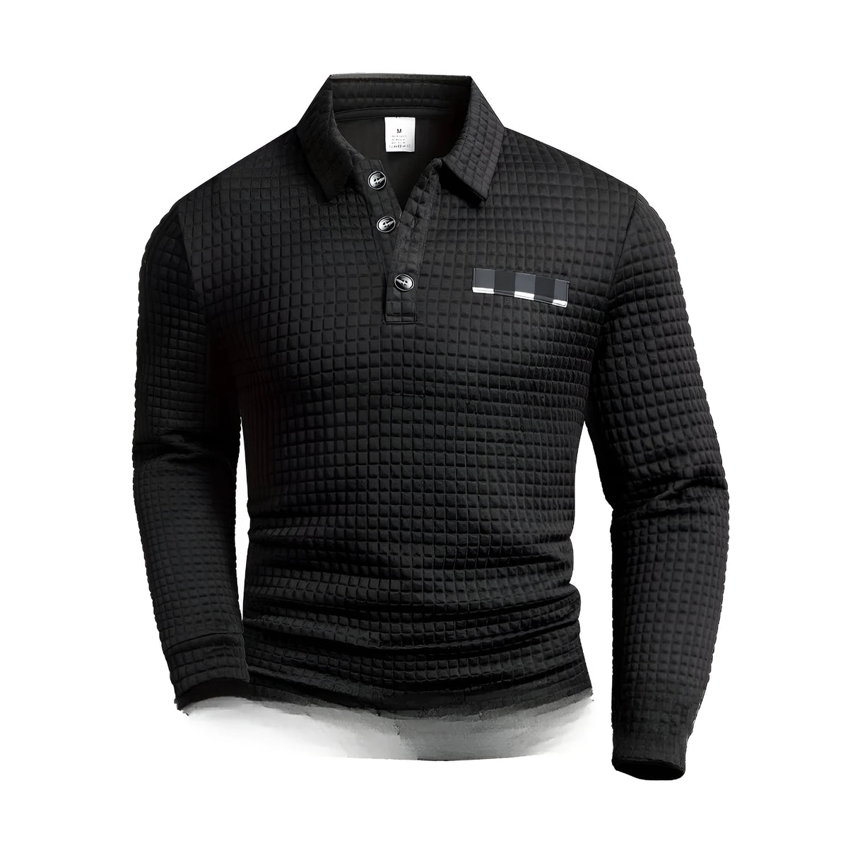Trendy casual all-matching printed long sleeve waffle polo sweater in a colour option, loose fit Korean style