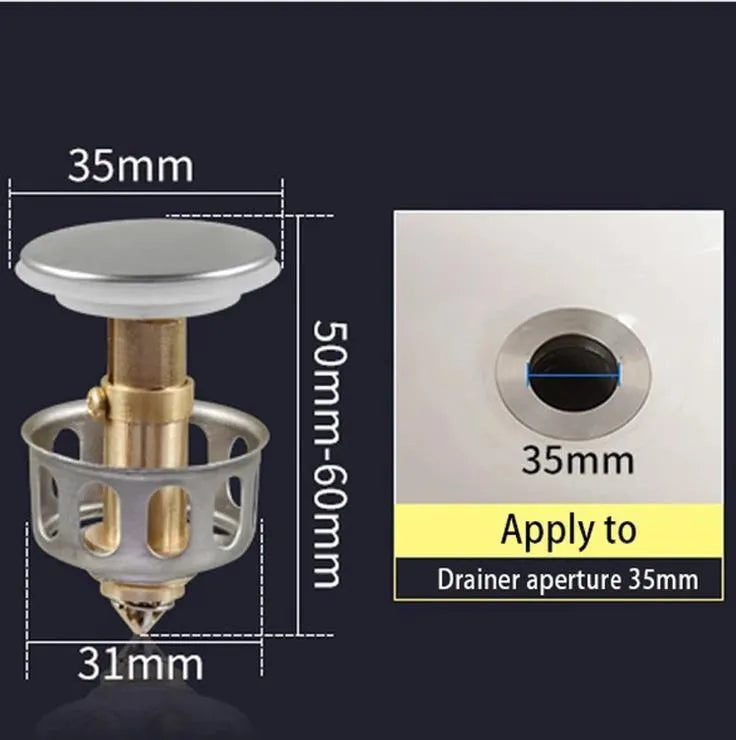White copper manual press bounce filter element for single basin sink with anti-blocking features