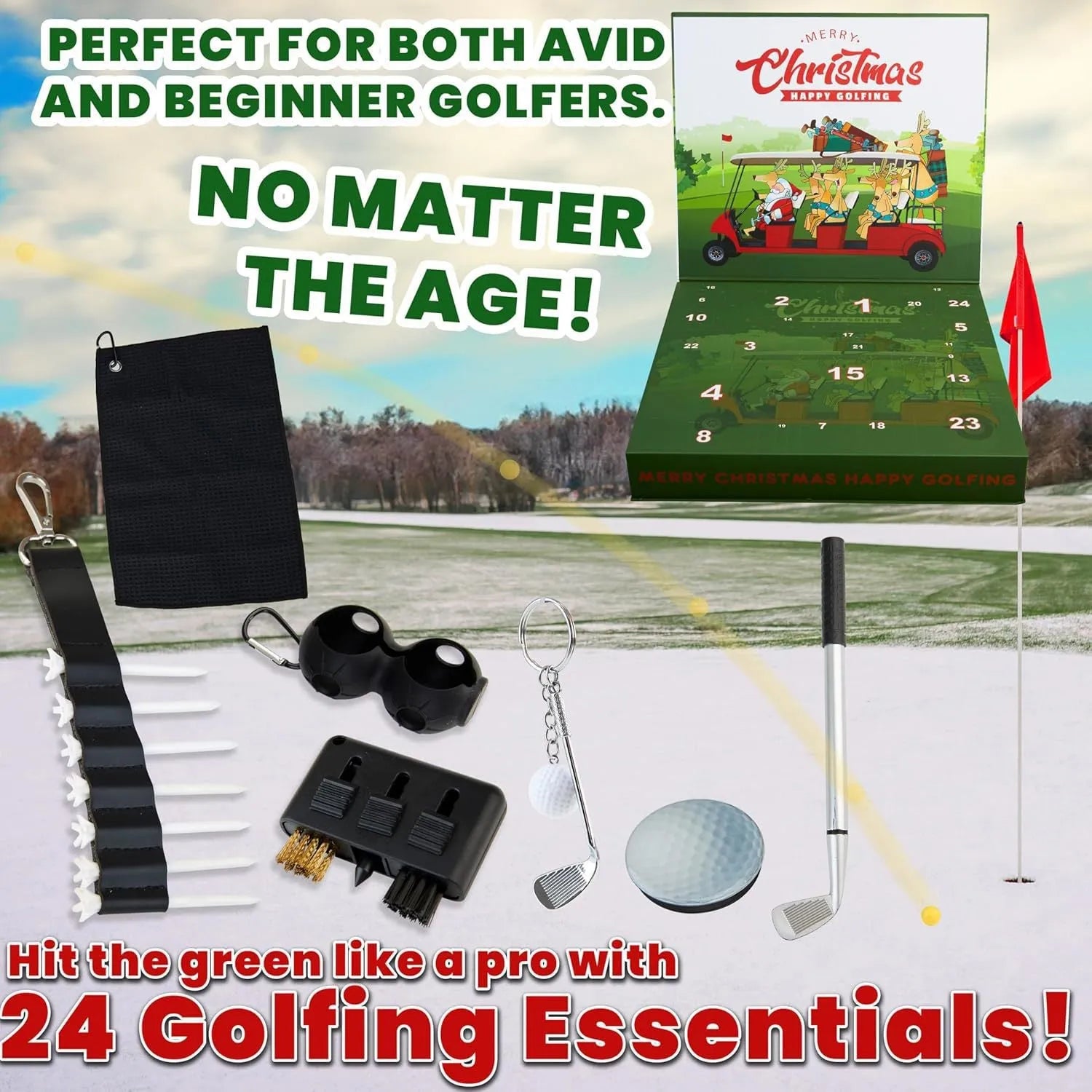 Golf Advent Calendar 2 men's adult Christmas box with plastic toy set in Golf Blind Box colour