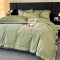 Pure cotton four-piece bedding set in solid colour with embroidery, including quilt cover 200x230cm and pillowcases 48x74cm