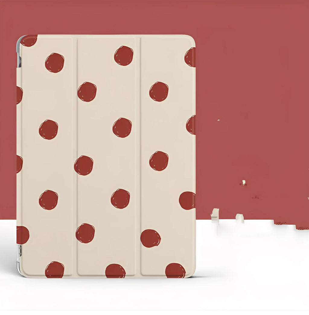 Flip tri-fold tablet case for iPad in imitation leather with pen slot option and wave point design