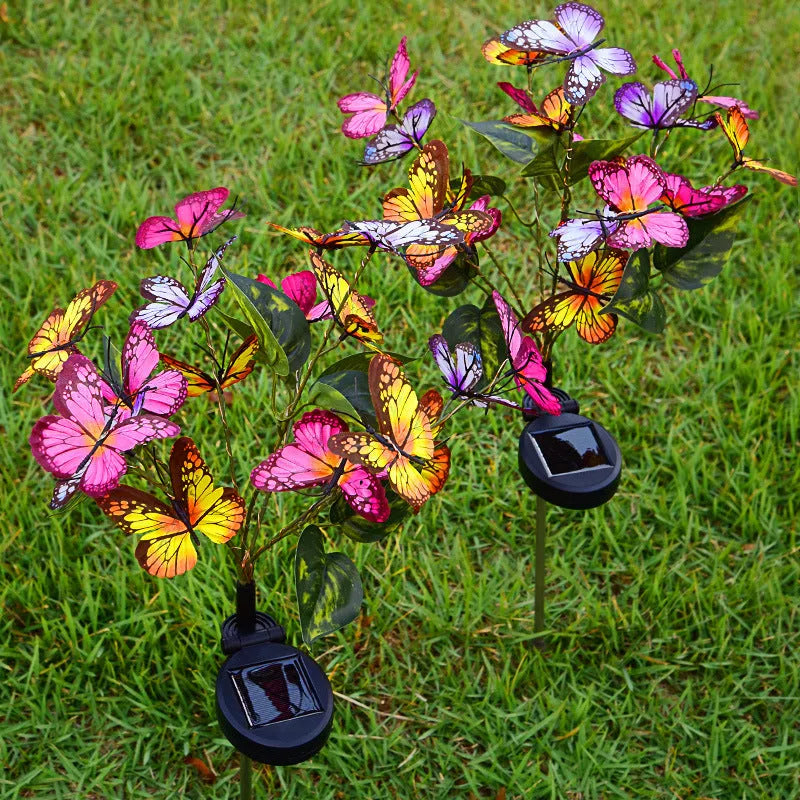 Solar butterfly courtyard light LED with IP65 protection, decorative lawn lamp in garden setting