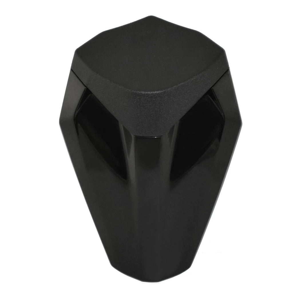 Motorcycle rear hump tail seat cover in ABS plastic, waterproof, shown in black with water transfer finish