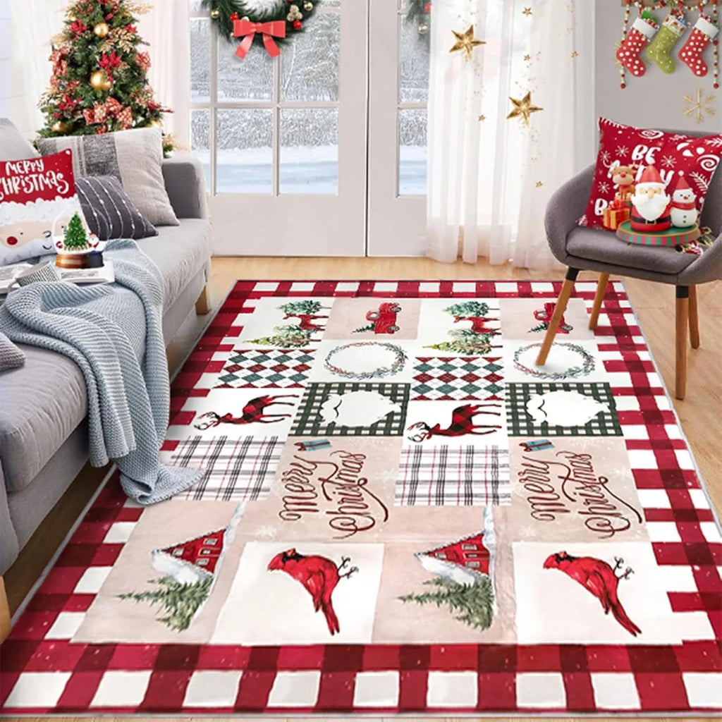 Christmas stripe geometric pattern polyester fibre door mat in 906SDDT-1 colour, 60x90cm size