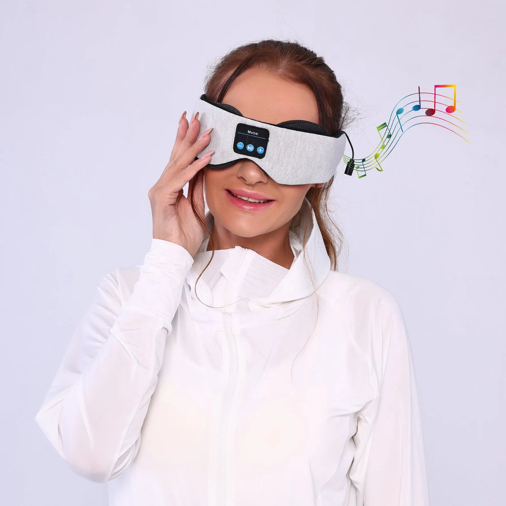 Grey outline Bluetooth sleeping eye mask with polyester construction