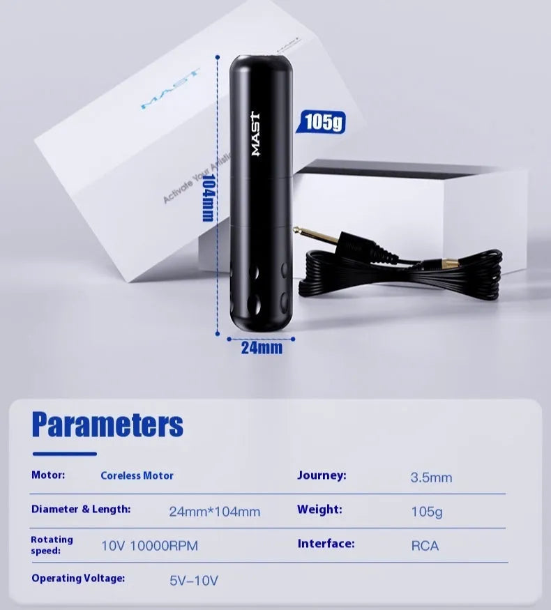 Integrated motor tattoo pen machine for eyebrow, eyeliner and floating lip with RCA hook line