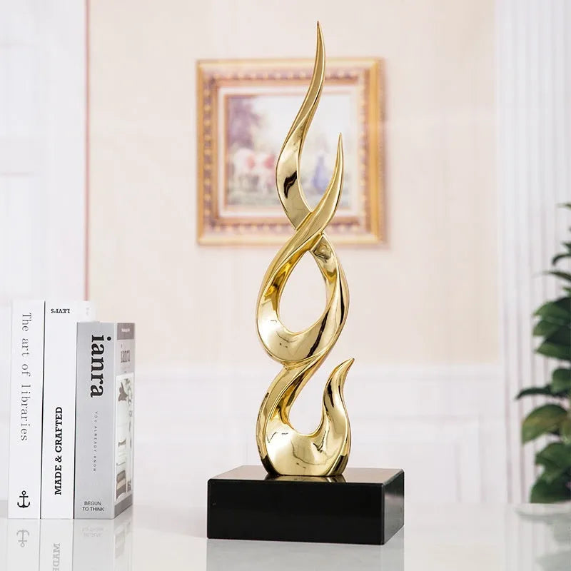 A selection of resin decorative ornaments in gold, silver, and gradient colours, showing Fire and High-rise style options.