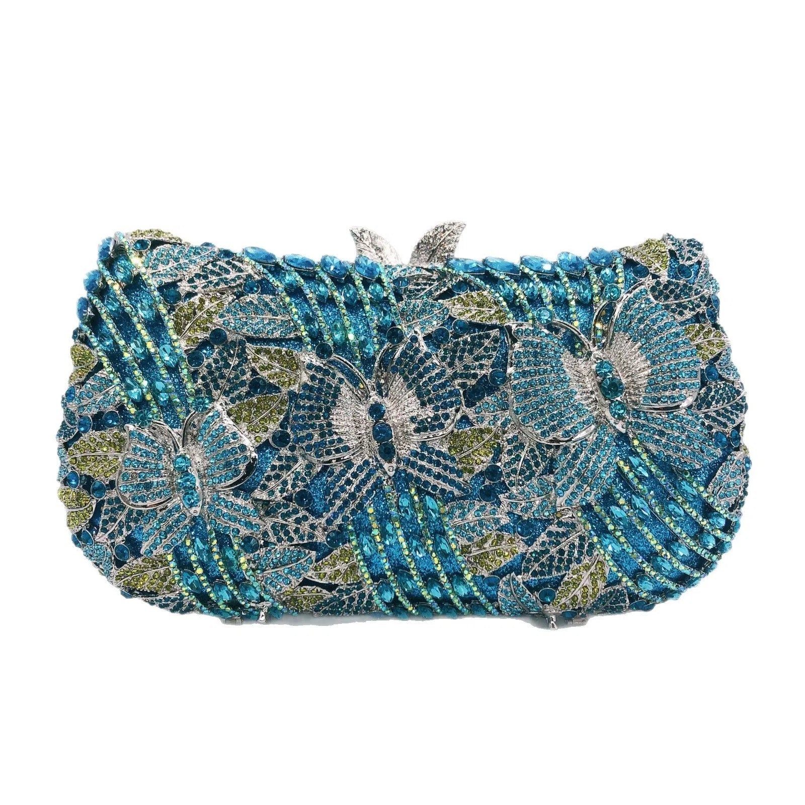 New fashion banquet dress gem handbag with diamond inlaid butterfly flower design in gold colour