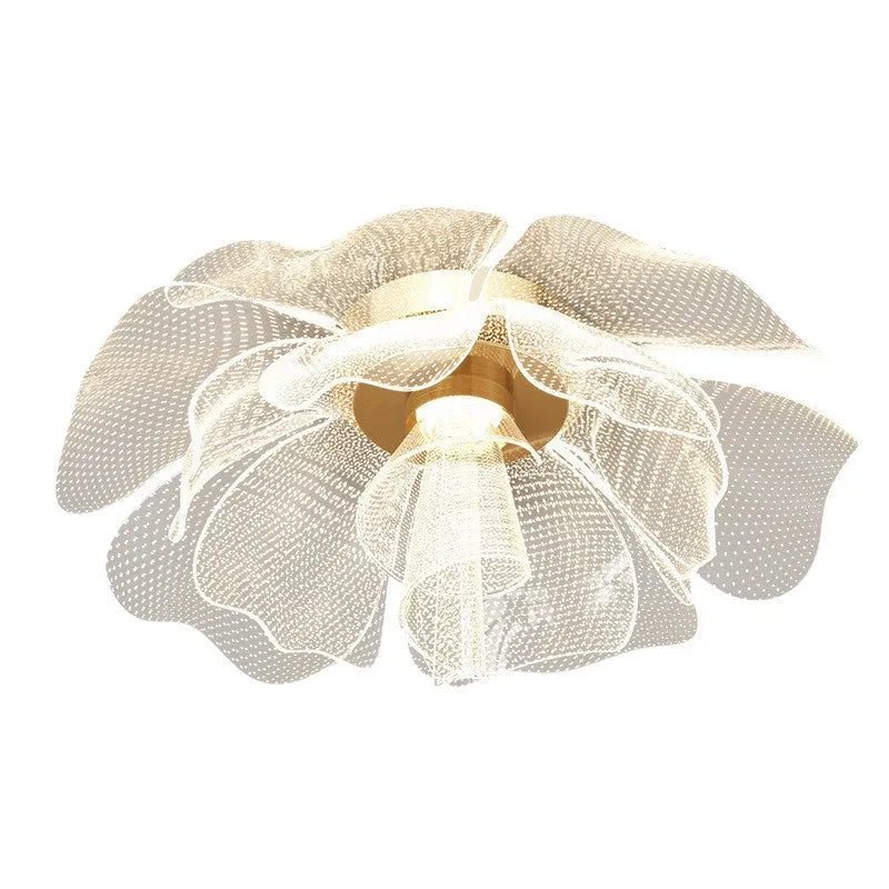 55cm flower acrylic ceiling light with iron body, 220V, offering white, warm, and tricolour light
