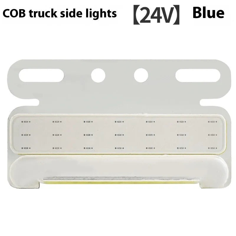 12V 24V aluminium alloy COB LED truck side light and grounded tyre light in multiple colours.