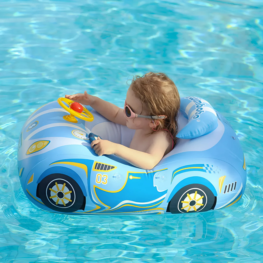 Pink sports car boat design inflatable swimming ring for children