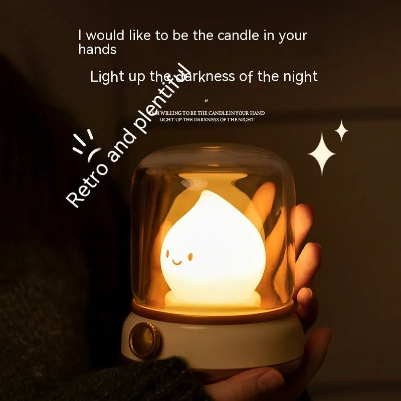 Retro oil lamp design USB rechargeable night light in green or yellow colour options