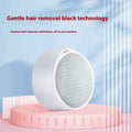 White nano glass 2-in-1 electric epilator and foot grinder device on blue background