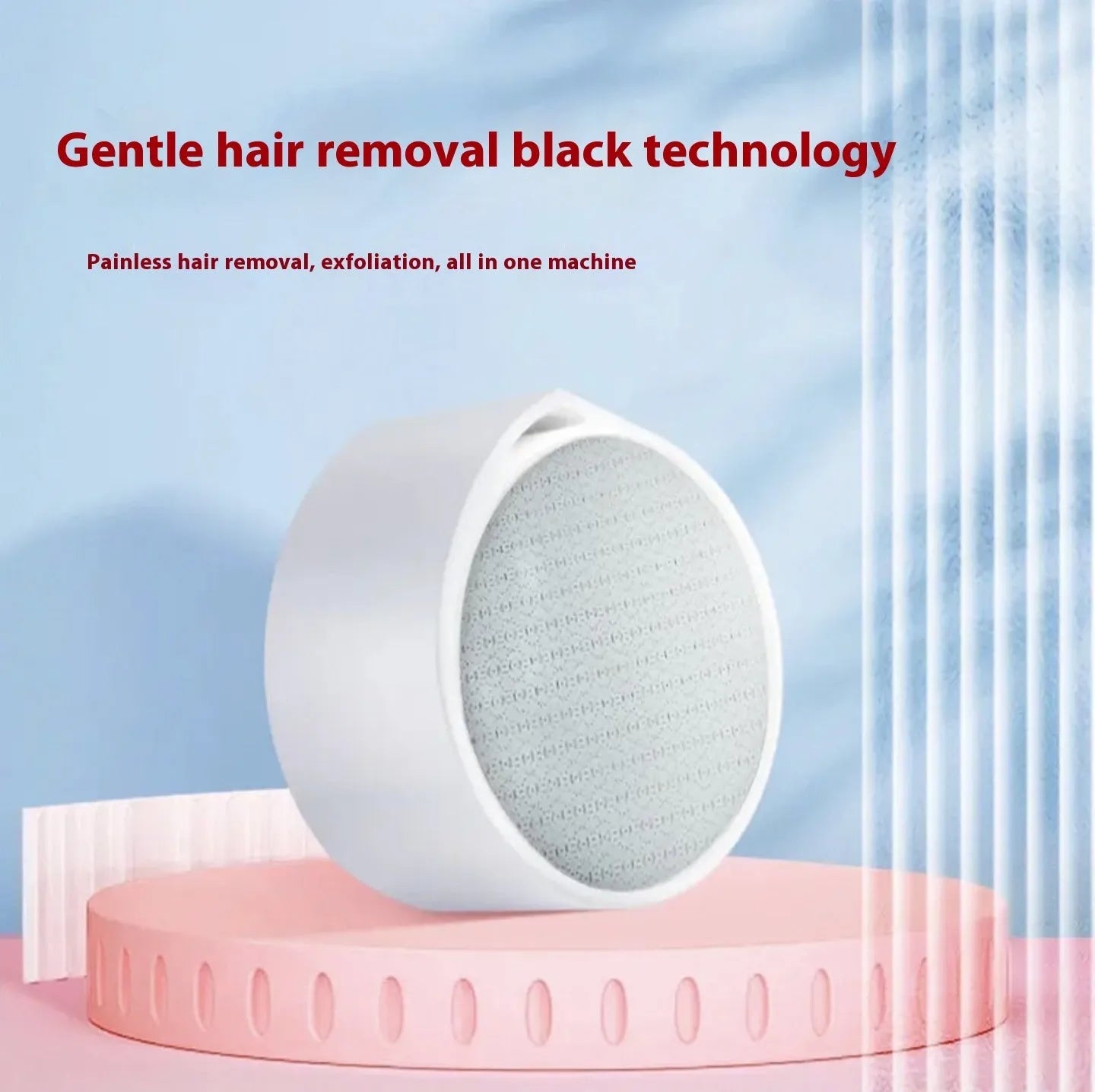 White nano glass 2-in-1 electric epilator and foot grinder device on blue background