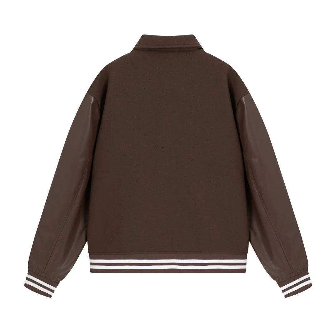 Apricot cotton jacket with a bone embroidery sticker on the front.