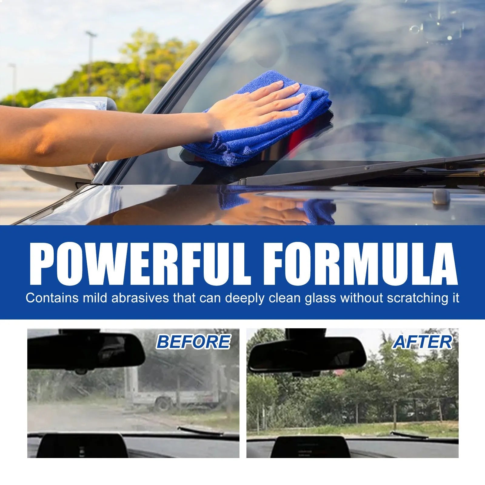 120ml car window glass cleaner bottle with sponge for removing oily films and stains