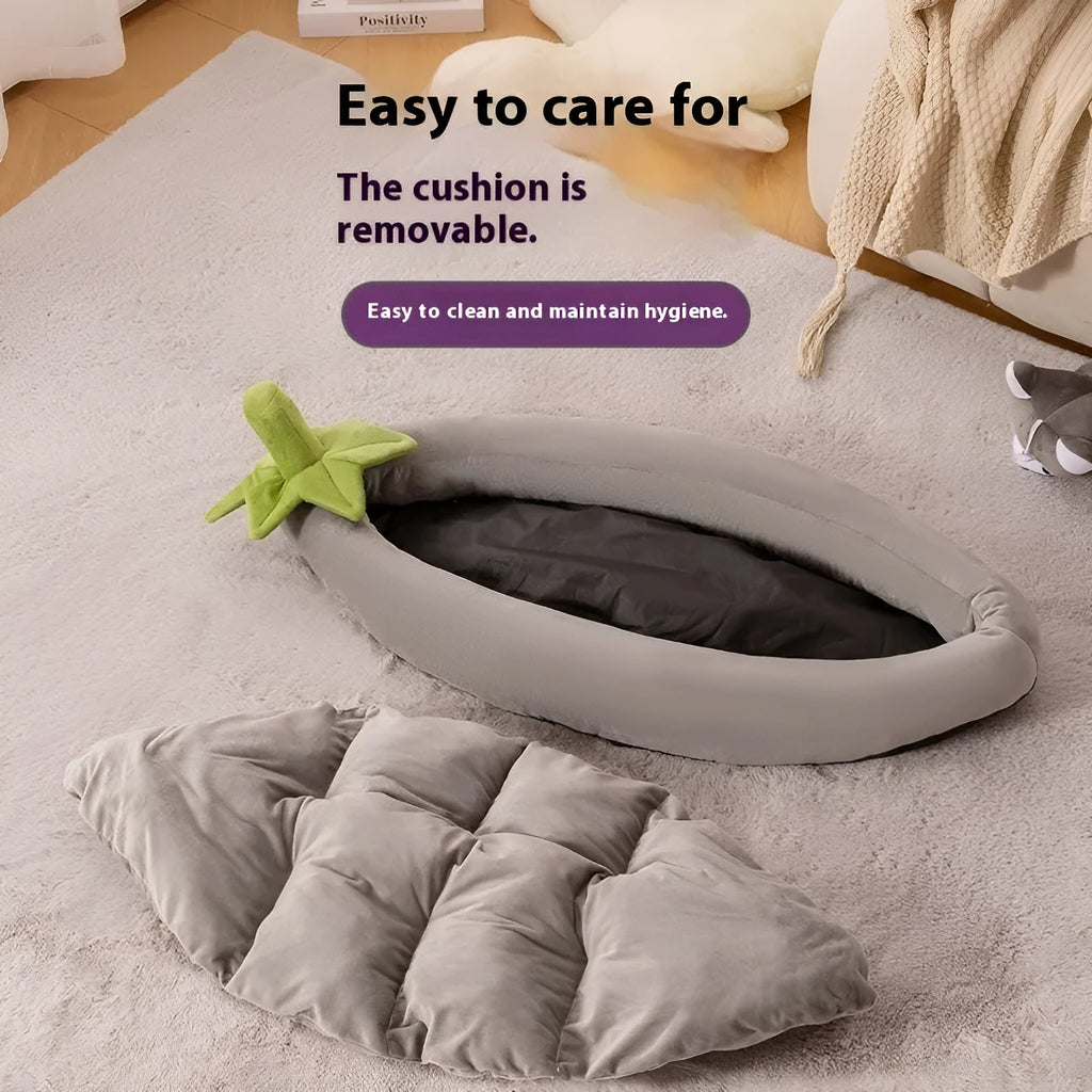 Washable dog bed mat with removable cloth cover in brown, shown in a large size.