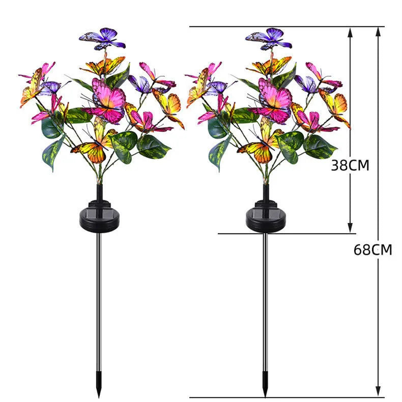 Solar butterfly courtyard light LED with IP65 protection, decorative lawn lamp in garden setting