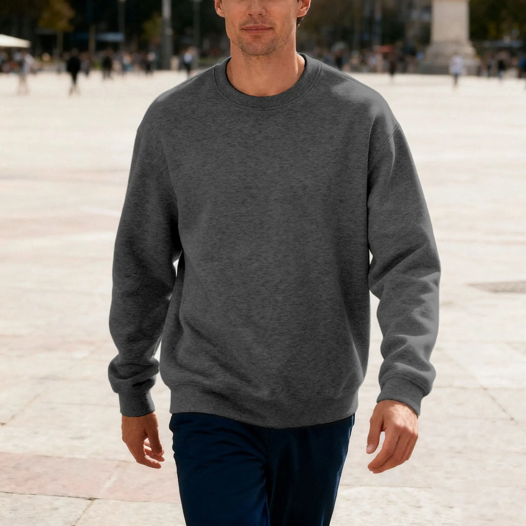 Polyester long sleeve loose oversized casual top for men in autumn solid colour