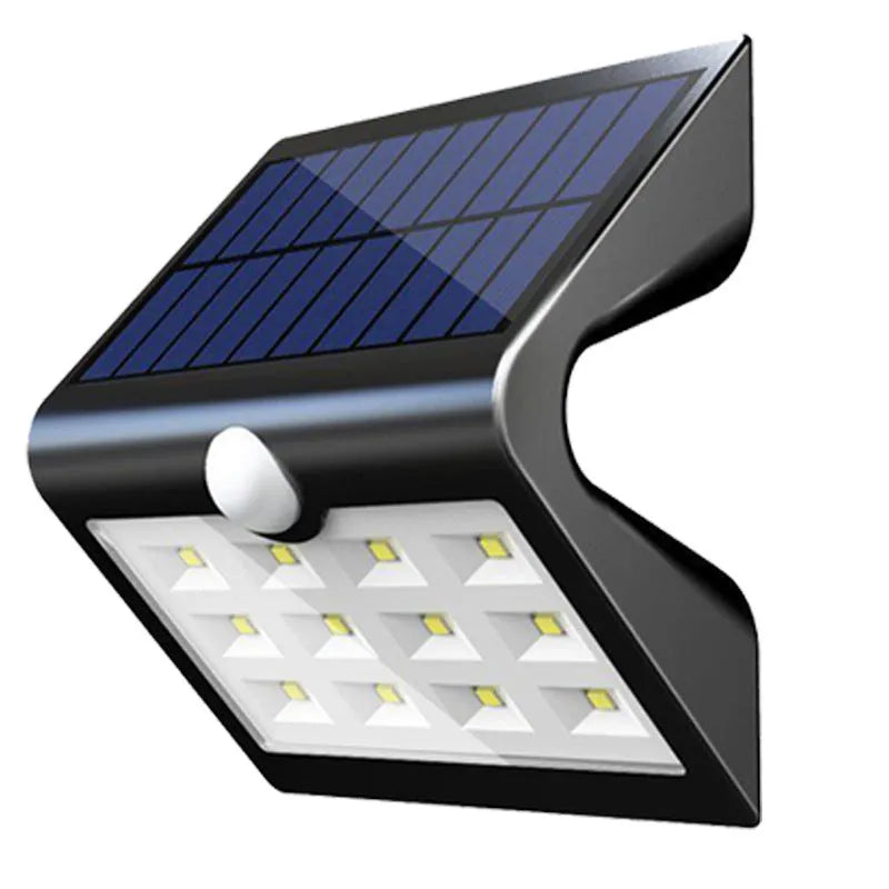 A compact, rectangular solar-powered yard light for outdoor garden or wall mounting.