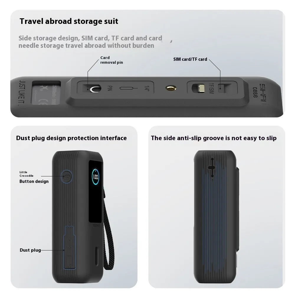 Silicone protective sleeve for Anker 165W power bank in Salt Lake Gray with cable storage compartment