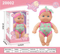 A 21.5cm tall vinyl baby figurine doll, a decorative model available in six different colour options.