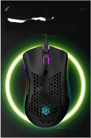 BM600 wireless luminous mouse with hollow-out design in black, cyan or white colours