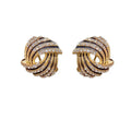 Super-flashing rhinestone ear studs with geometric ring shape and real gold plating on copper