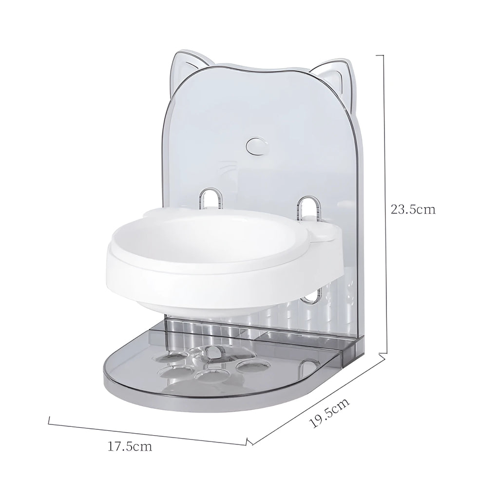 Grey cat ear design pet feeding bowl with adjustable height and anti-spill rim