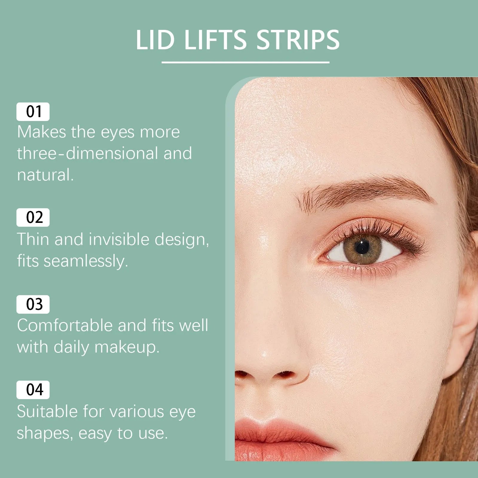 Pack of Bright Eyes Eyelid Stickers, 80 pieces, with hydrating formula ingredients listed