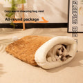 Flannel cat sleeping bag nest pet bed measuring 50x40cm with decorative embroidery