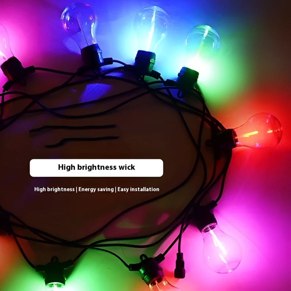 5 metre waterproof outdoor string lights with transparent case and 10 LED bulbs for wedding and garden decoration